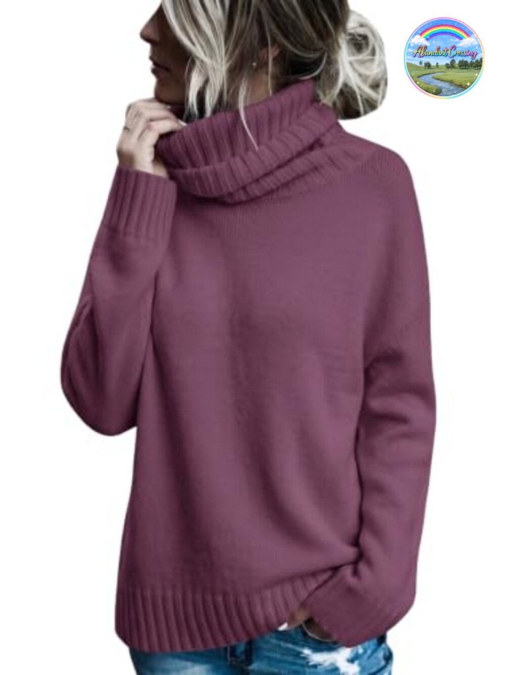 Oversized Turtleneck Cable Knit Pullover Sweater Hip Length